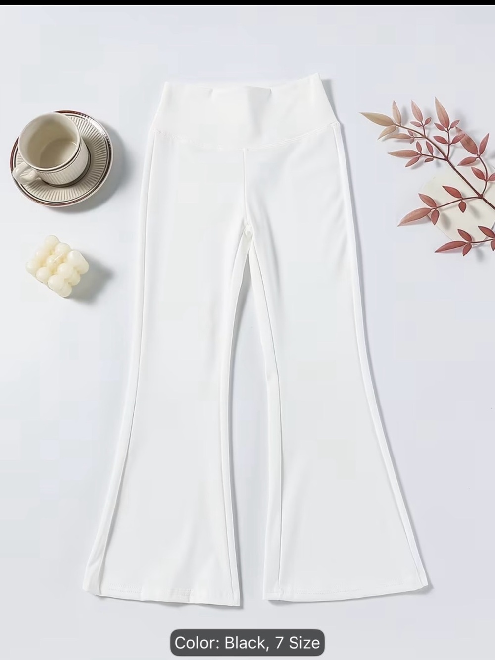 Girls High-Waist Flare Yoga Pants - White